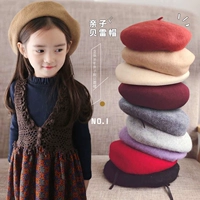 Детская осенняя шапка, ретро шерстяной кашемир, берет, в корейском стиле, подходит для подростков, семейный стиль