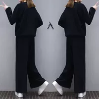 Xuân 2018 phiên bản Hàn Quốc mới của áo sơ mi rộng mỏng rộng rãi + quần ống rộng hai bộ đồ vest nữ thường ngày các kiểu áo sơ mi sọc nữ đẹp