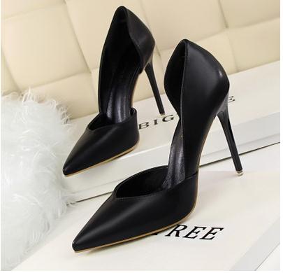 Black & Leatherbigtree white high-heeled shoes female spring 2019 new pattern genuine leather Women's Shoes Versatile girl Fine heel Sharp point Single shoes