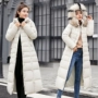 Thêm dài bông phù hợp với nữ dài đầu gối dày mùa đông dài Hàn Quốc phiên bản của tự trồng lớn cổ áo lông thú là mỏng xuống bông áo khoác các mẫu áo phao nữ đẹp