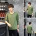 Mỏng màu rắn dài tay t-shirt Hàn Quốc Slim vòng cổ nam sinh viên cotton shirt t-shirt lót mùa thu quần áo đáy áo sơ mi Áo phông dài