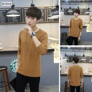 Mỏng màu rắn dài tay t-shirt Hàn Quốc Slim vòng cổ nam sinh viên cotton shirt t-shirt lót mùa thu quần áo đáy áo sơ mi