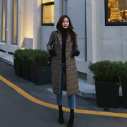 Áo khoác len trong phần dài 2019 phiên bản mới của Hàn Quốc về khí chất là áo khoác mỏng mùa thu và mùa đông mẫu kẻ sọc phổ biến của phụ nữ - Áo Hàn Quốc