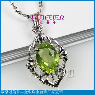 Guifei Jewelry シルバー 925 天然ペリドット ペンダント S011