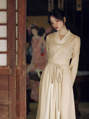 taobao agent Retro set, Hanfu, dress, cotton and linen