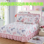 Khuyến mại chần bông cotton giường bìa giường đơn bìa cotton tròn dày giường ren Châu Âu mục vụ bộ đồ giường