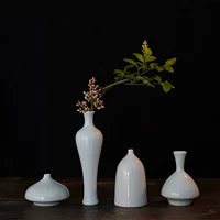 Một bình hoa sứ trắng, cắm hoa trang nhã Trung Quốc, hoa trà, phòng trà, bàn trà, trang trí nhỏ - Vase / Bồn hoa & Kệ chậu nhựa hình chữ nhật