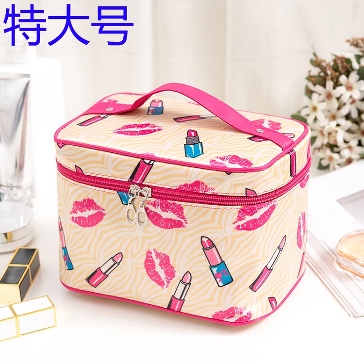 Extra Large Lipstick Lip PrintVertical section high-capacity portable letter Cosmetic Bag turn box Foldable Cosmetic Bag Cosmetics Storage bag