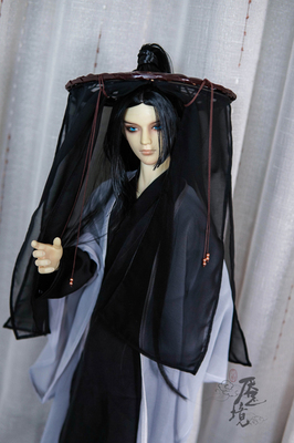 taobao agent BJD Douyu [Suifeng] 4 points and 3 points Uncle BJD ancient style Hanfu hollow bamboo bracket small hat black and white double -color curtain