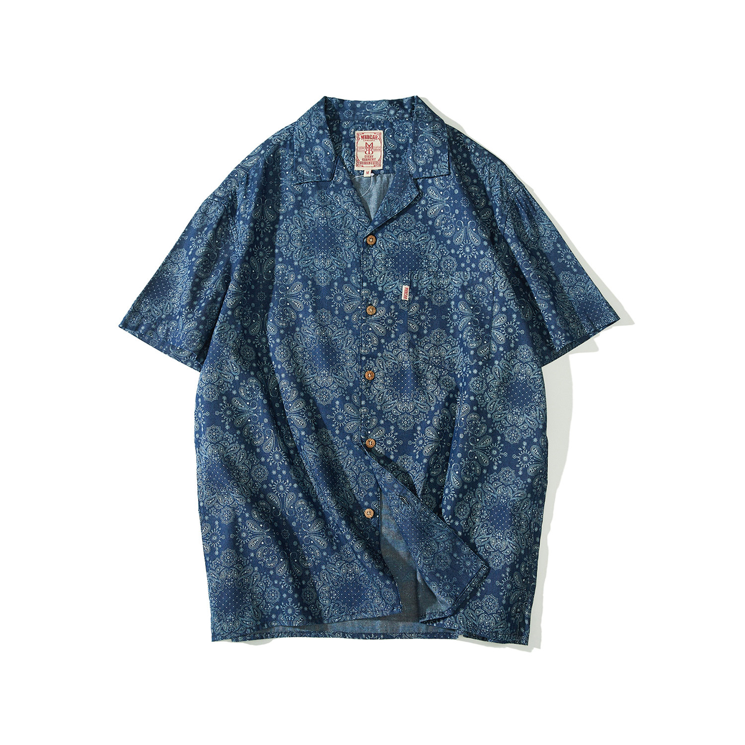 Blue 9114literature Retro  MBBCAR Original design American style leisure time Amekaji Hawaii Short sleeve shirt