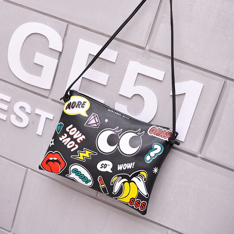 BlackBig eyes Bag 019 new pattern fashion trend printing Envelope bag One shoulder Messenger Small bag female