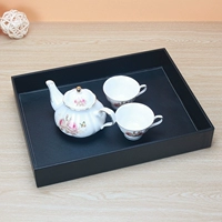 Кожаный журнальный столик для чайного подноса прямоугольный деревянный чай набор