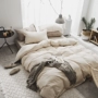 Nordic đơn giản bông màu bông rửa gia đình lanh 1,5 1,8 m giường bốn giường chăn đơn Li - Bộ đồ giường bốn mảnh chăn ga