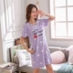 Bộ đồ ngủ nữ cotton mùa hè ngắn tay cho bé sinh viên Hàn Quốc dễ thương tươi mới giữa váy liền thân váy ngủ ngọt ngào - Đêm đầm