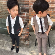 Trẻ em ăn mặc 2017 mùa xuân và mùa thu vest mới phù hợp với nam bé hiệu suất máy chủ hiệu suất quần áo hoa cô gái Hàn Quốc phiên bản của thủy triều