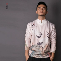 [古 阿 新] Trung Quốc phong cách mùa xuân retro nam áo len áo len dài tay áo đàn hồi lỏng kích thước lớn quần áo của nam giới hoodie đẹp