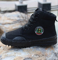 Подлинные черные военные обувь с высокими туфлями холст