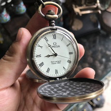 Винтажные карманные часы 仿古老式上海自动机械怀表男女翻盖复古项链表石英手表双壳水晶表