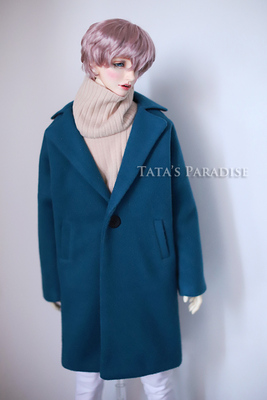 taobao agent 1/3 points of uncle baby clothes top coat, lake blue woolen cocoon type fat coat