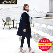 Len coat của phụ nữ 2017 mùa thu và mùa đông mới của Hàn Quốc mềm chị rắn màu Hàn Quốc phiên bản của Nizi len coat phần dài