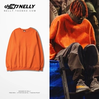 2018 mùa thu sinh viên đơn giản mô hình màu rắn áo len hoang dã nam giới và phụ nữ orange tide thương hiệu lỏng áo khoác mùa thu áo hoodie ngắn tay