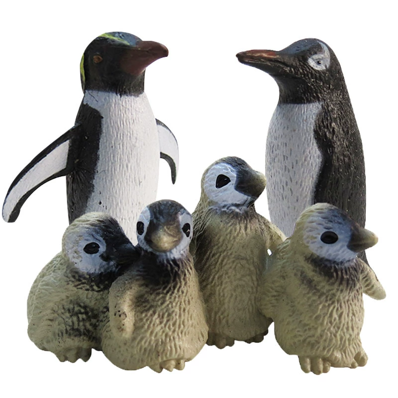 Chim cánh cụt nhỏ mô phỏng keo mềm mô phỏng động vật biển thế giới chim cánh cụt hoàng đế gia đình gấu bắc cực đồ chơi - Đồ chơi gia đình