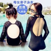 Hàn Quốc cha mẹ và con áo tắm trong trẻ em gái kem chống nắng dài tay một mảnh ren áo tắm của phụ nữ kỳ nghỉ backless mẹ và con gái áo tắm