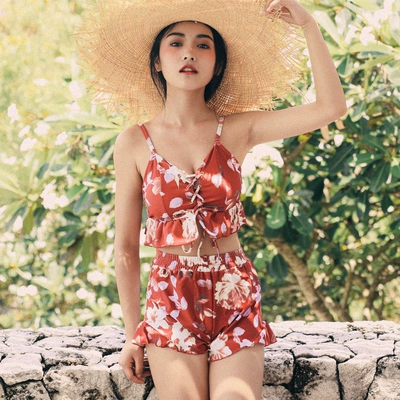 游泳衣女三件套保守分体小胸聚拢泳装显瘦显白气质度假温泉泳衣女