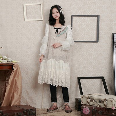 taobao agent Knitted lace dress, Japanese long skirt
