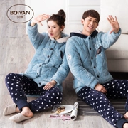 Mùa đông dưới đây phiên bản Hàn Quốc của bộ đồ ngủ ba lớp dày, đôi nam nữ dễ thương áo khoác cotton ấm áp phục vụ nhà