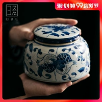 Ruoyun retro trà lưu trữ bể trà Jingdezhen thủ công lon màu xanh và trắng niêm phong Kung Fu phụ kiện trà hộ gia đình - Trà sứ ấm pha trà thủy tinh