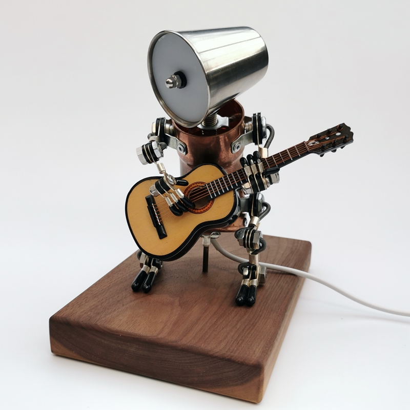 【玄城大将】インダストリアルスタイルメタルパンク手作りロボットデスクトップ装飾装飾楽器ギターベース