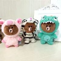 Hàn Quốc gấu nâu đồ chơi sang trọng mặt dây chuyền nhỏ móc khóa dễ thương biến khủng long bột lợn - Đồ chơi mềm gấu bông miniso