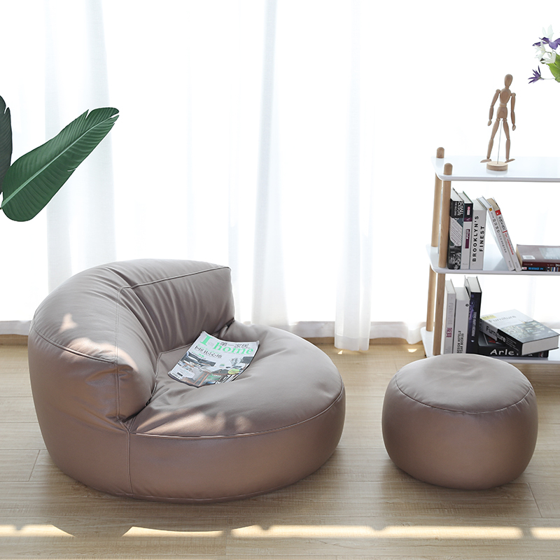 Milk Tea Half Moon Sofa + Round StoolNorthern Europe Lazy sofa balcony Lie down Tatami bedroom lovely originality small-scale Single person Technology cloth Internet celebrity Bean bag