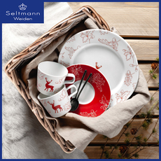 Парные кружки seltmann weiden德国 餐盘欧式陶瓷汤盘家用餐具礼品驯鹿圣诞盘子