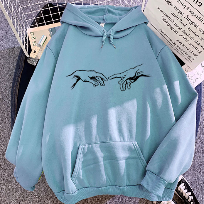 Sky Blueparagraph pinkycolor  Sweatshirt Sketch Adam Hand of printing pattern Versatile personality Hooded Sweater Two rise beat
