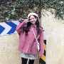 Tiêu nhỏ mùa thu đông phiên bản Hàn Quốc 2018 mới đơn giản giản dị giản dị dài tay áo len nữ áo len cỡ lớn áo khoác dạ dáng suông hàn quốc