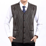 Trung niên cha nạp nam mùa thu và mùa đông ấm áp len vest trung niên cha thường đan vest vest