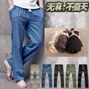 Căng đàn ông cộng với phân bón để tăng quần mùa hè phần siêu mỏng Châu Á cotton linen casual loose straight thể thao giản dị quần