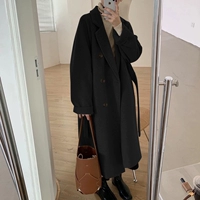 Черное цветное расширенное шерстяное пальто, демисезонная куртка, изысканный стиль, коллекция 2022, подходит для подростков