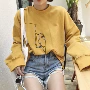 Mùa thu Hàn Quốc phụ nữ cá tính retro in dài- tay áo len trùm đầu hoang dã mỏng ngắn giản dị sinh viên áo khoác áo khoác nữ 2021