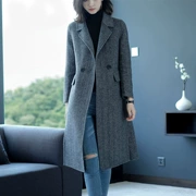 Áo khoác len nữ phiên bản Hàn Quốc 2019 áo khoác mới hai mặt nữ dài phần mùa thu và len mùa đông Áo khoác nữ Nizi - Áo len lót đôi