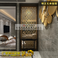 Резная перегородка 铜玄关隔断美式屏风复古铜艺装饰背景墙客厅奢华镂空铜质金属花格