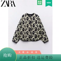Данные Zara осенью новая женская рисунок с рисунком из печати хлопчатобумажной пиджаки Короткая куртка 8147803 070