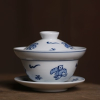 В 1990 -х годах старая детская музыка в стиле японского стиля Fengxi Covered из трех талантливых белых фарфоровых керамиков не была горячей под глазурью Color Gongfu Tea Set
