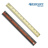 Старый американский ветеран Westcott 12 -INCH/30 см натуральный деревянный правитель инкрустанный металлический край