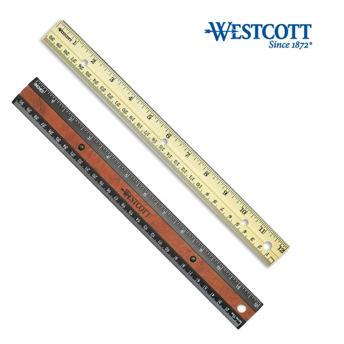 Старый американский ветеран Westcott 12 -INCH/30 см натуральный деревянный правитель инкрустанный металлический край