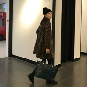 Dongdaemun Leopard áo dài nữ 2018 mới mùa thu đông 2018 phiên bản Hàn Quốc dày lông lỏng sang trọng - Accentuated eo áo