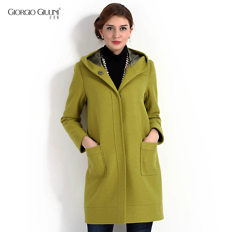 Áo khoác len nữ quần áo mùa đông mới Áo trùm đầu dày của phụ nữ Áo len dài giữa được bán - Trung bình và dài Coat