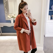 Áo khoác len nữ tính cách mùa thu 2018 phiên bản mới của Hàn Quốc với kiểu dáng mỏng bỏ túi phù hợp với cổ áo khoác len dài tay